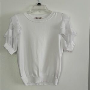 Nannette White Ruffle Sleeve Blouse